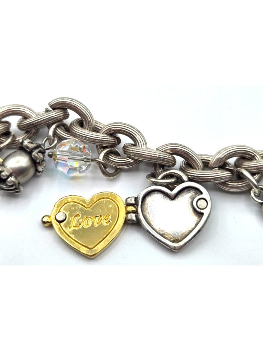 Brighton Charm Bracelet Love Locket Trust Accept Love Heals Charm Pink Ribbon - Picture 10 of 16
